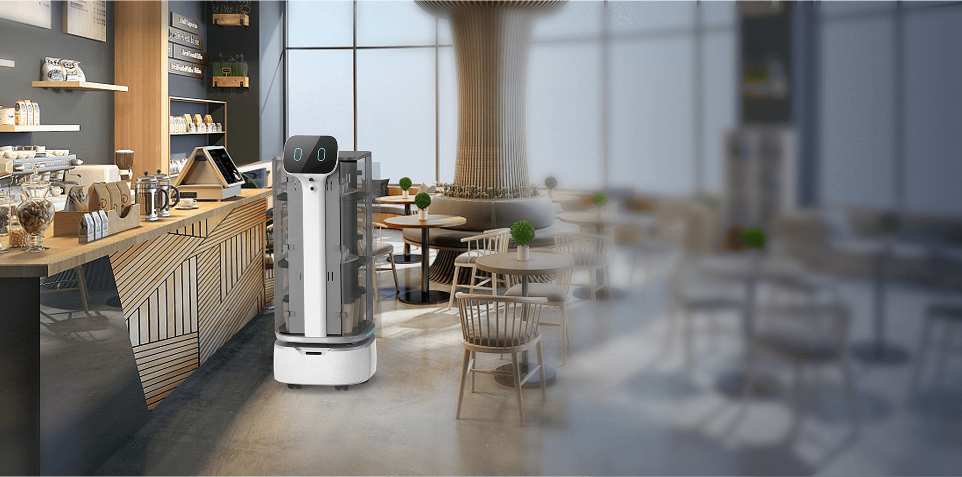 智能送餐机器人急停缓冲，平稳运行